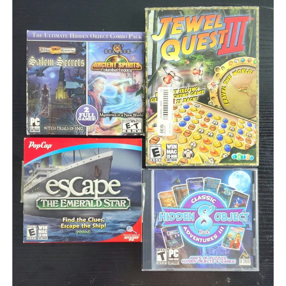 Lot of 4 Escape & Hidden Object Games Classic 8 & Salem Secrets/Ancient Spirit